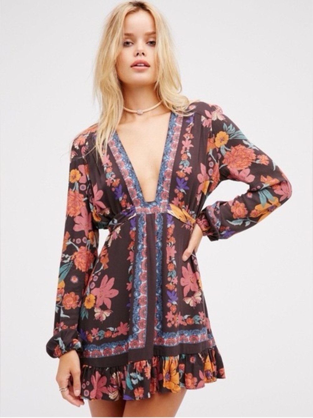 Free People Violet Hill Floral Tunic Mini Dress Size 10 NWOT